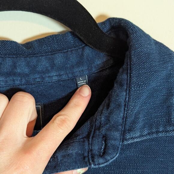 7 Diamonds Blue Polo Button Up Shirt Mens Large Stretch - Picture 8 of 9